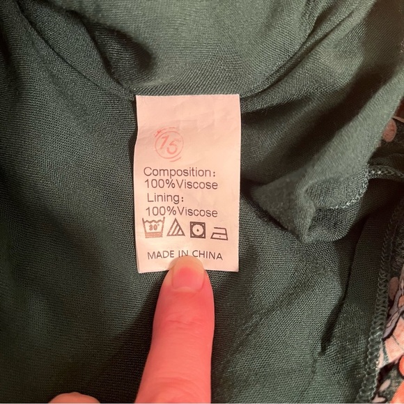 Kirundo Boho Floral Green and Orange Ruffle Sleeve Flowy Mini Dress Size Medium - Picture 13 of 16